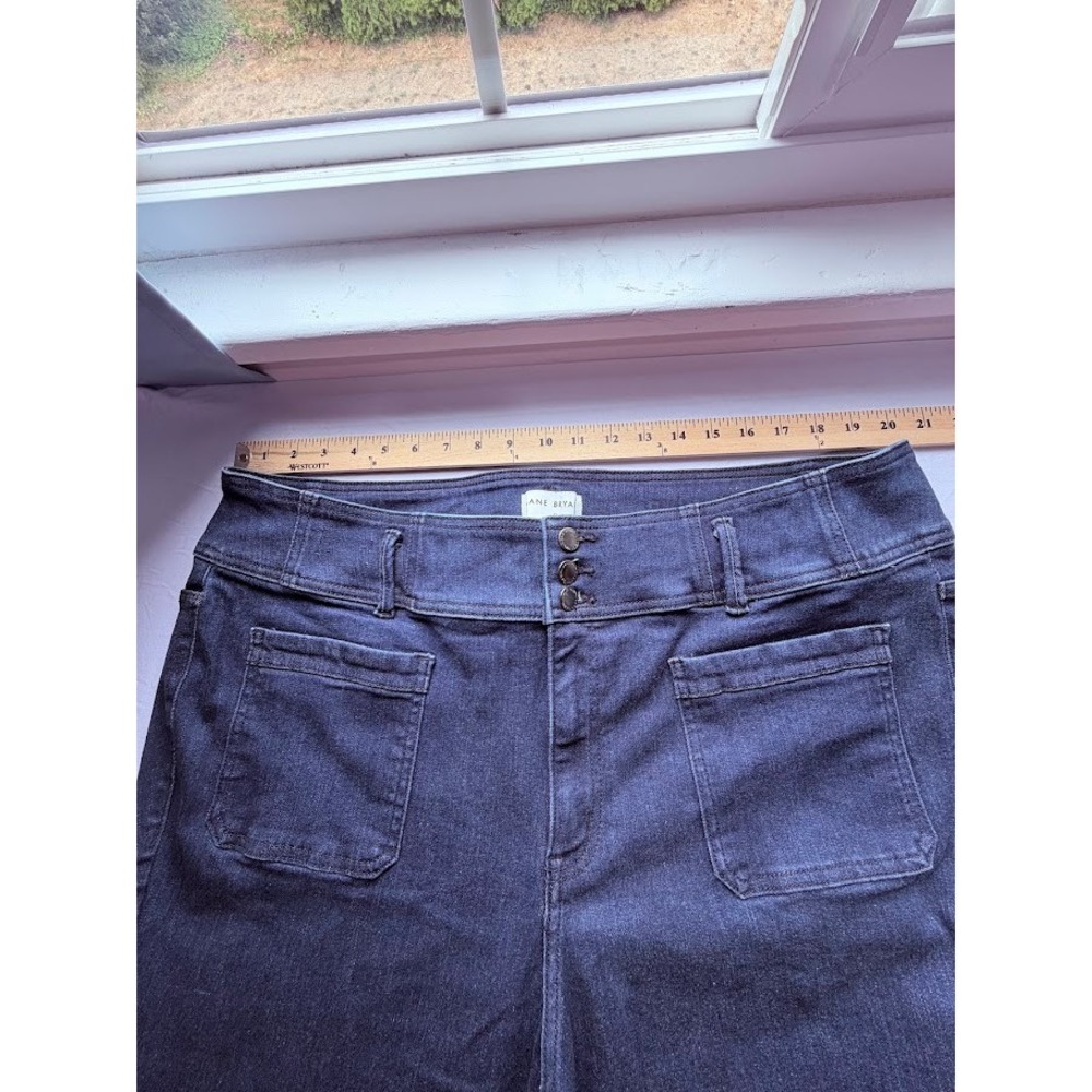 Lane Bryant Dark Wash High Rise Wide Leg Jeans Size 22 Triple Button Pockets